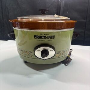 Vintage Rival Crockpot 4 Qt Avocado Green Slow Cooker Model 3350 Tested